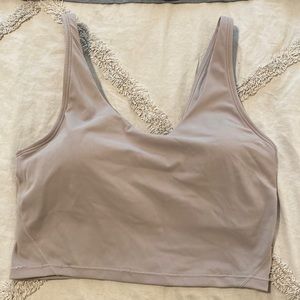 Long Line Sports Bra in Gray/Tan